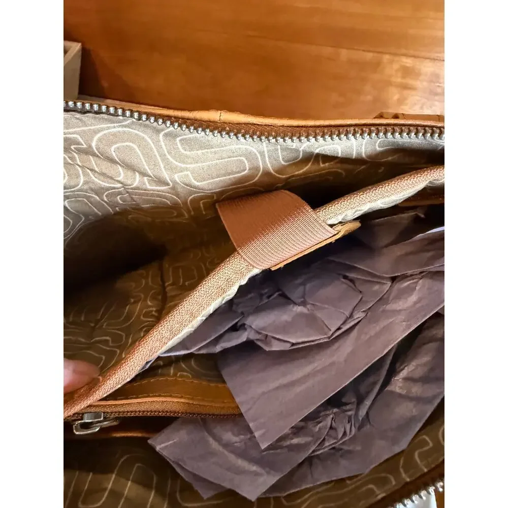 Spikes & Sparrow Pebbled Leather Laptop Tote Bag Tan
